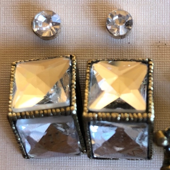 6 pair gold-tone mixed metals gemstone faux Pearl earring sets - Picture 5 of 7